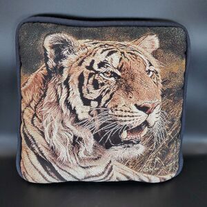 15x15 Tiger Tapestry Pillow Wildlife Decor Big Cat Accent Cushion